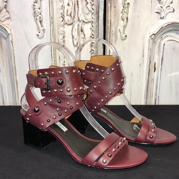 & Other Stories Wine Color Studded Strappy Heel Sandal Size 6 - Picture 1 of 7